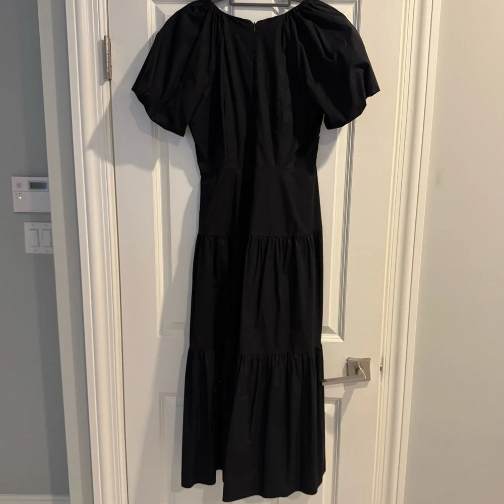 Club Monaco Midi Black Poplin Puff Sleeve Dress - Picture 7 of 8